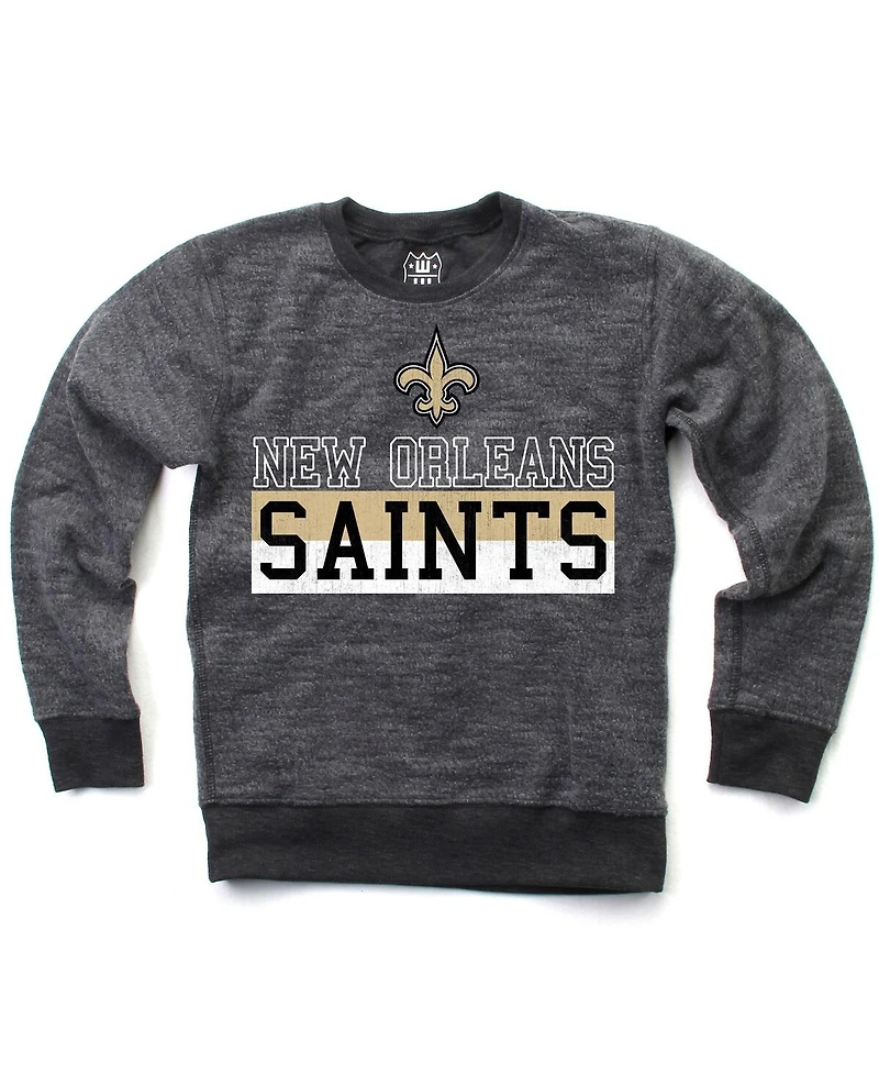Wes Willy Big Boys and Girls Black New Orleans Saints Reversible Fleece Pullover Sweatshirt