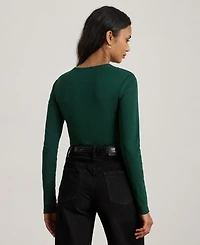 Lauren Ralph Cotton-Blend Long-Sleeve Top