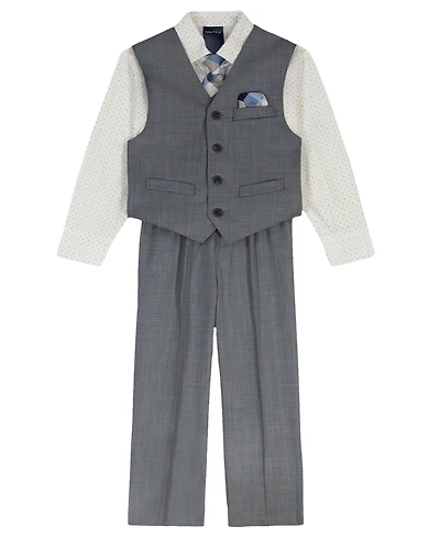 Nautica Boys 2T-7 4-Piece Deco Sharkskin Vest, Shirt, Tie and Pants Set