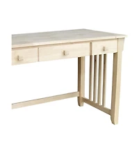 Unfinished Wood Computer Desk with Pull-Out Keyboard Tray and Drawer