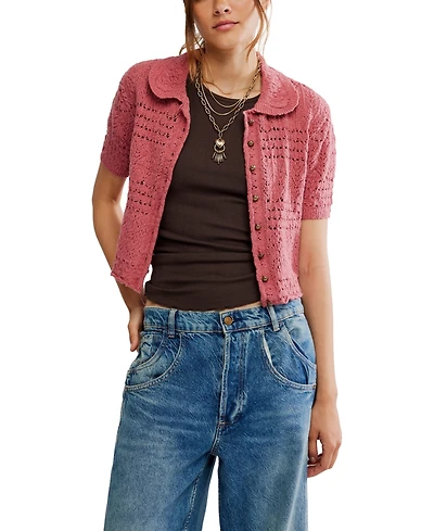Free People Women's Crochet Daylight Cardigan Sweater