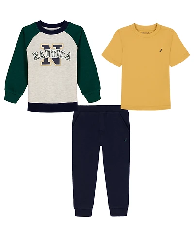 Nautica Boys 2T-7 3-Piece T-Shirt and Joggers Set