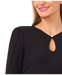 CeCe Women's Long Sleeve Front Keyhole Top