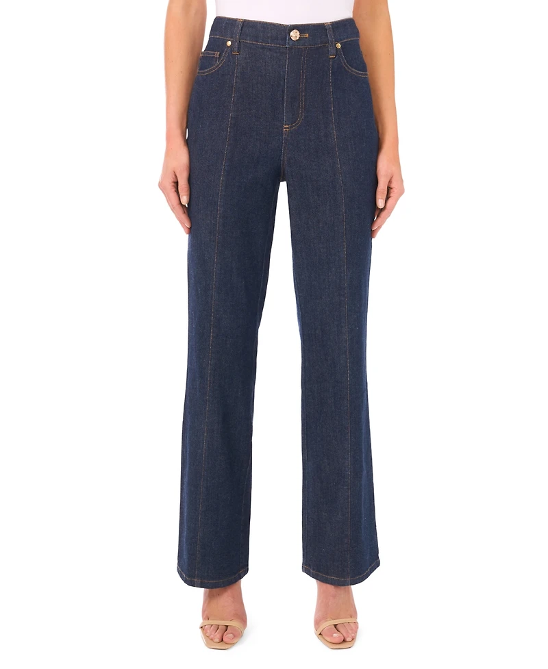 CeCe Women's Front Seam High-Waist Flare Jeans