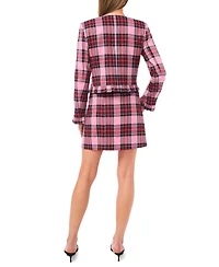 CeCe Women's Collarless Crew Neck Ruffle Detail Jacket