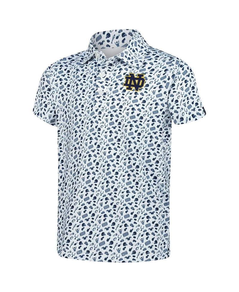 Garb Big Boys and Girls White Notre Dame Fighting Irish Tom Allover Print Performance Polo Shirt
