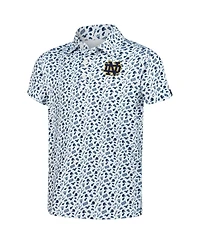 Garb Big Boys and Girls White Notre Dame Fighting Irish Tom Allover Print Performance Polo Shirt