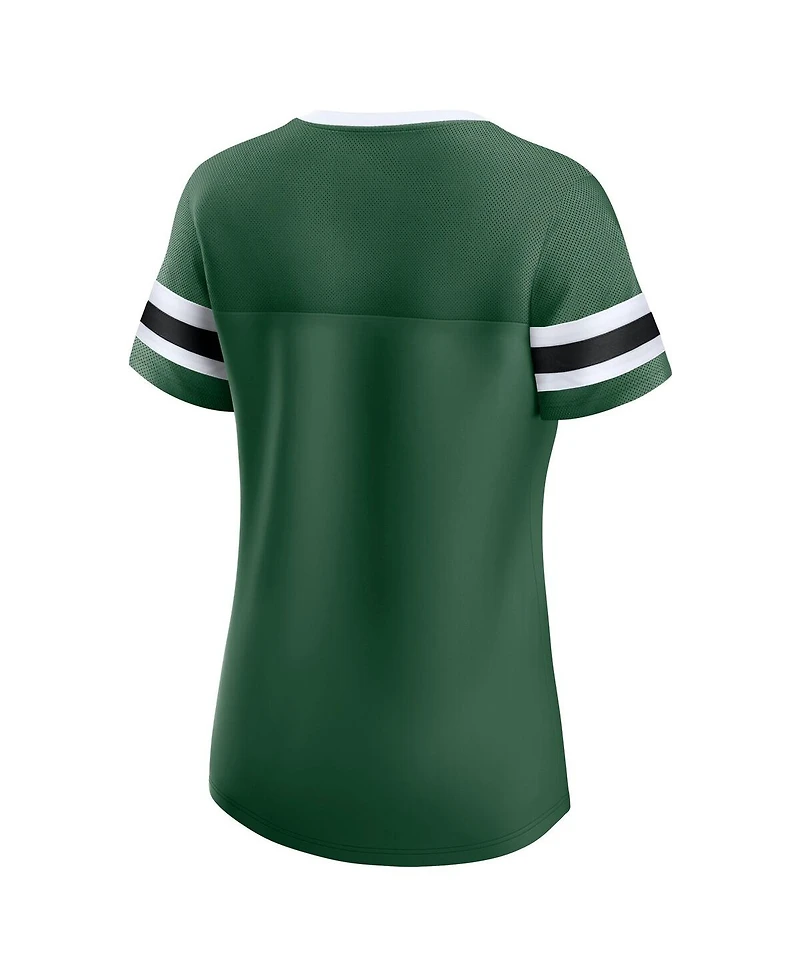Fanatics Women's Green New York Jets Lace-Up Bling T-Shirt