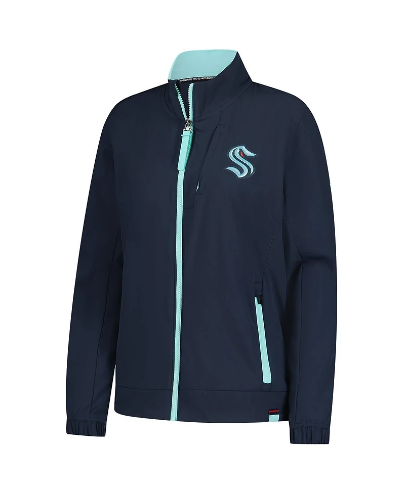 Fanatics Women's Deep Sea Blue Seattle Kraken Authentic Pro Rink Coaches Full-Zip Jacket