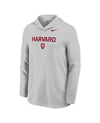 Nike Men's Gray Harvard Crimson Sideline Dri-fit Lightweight Hooded Sweatshirt