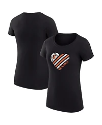 G-iii 4Her by Carl Banks Women's Black Baltimore Orioles Super-Slim Fit Lightweight Heart Graphic T-Shirt