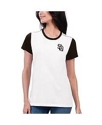 G-iii 4Her by Carl Banks Women's White San Diego Padres Illustration Ringer T-Shirt