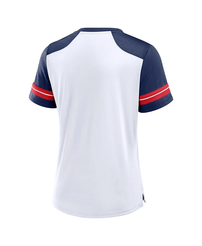 Fanatics Women's White/Navy New England Patriots Foiled Primary Lace-Up T-Shirt