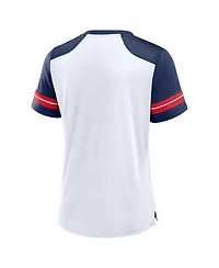 Fanatics Women's White/Navy New England Patriots Foiled Primary Lace-Up T-Shirt