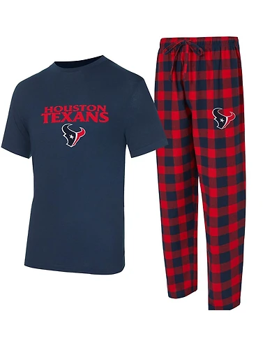 Concepts Sport Men's 2-Piece Navy/Red Houston Texans Avondale T-Shirt and Flannel Pants Set