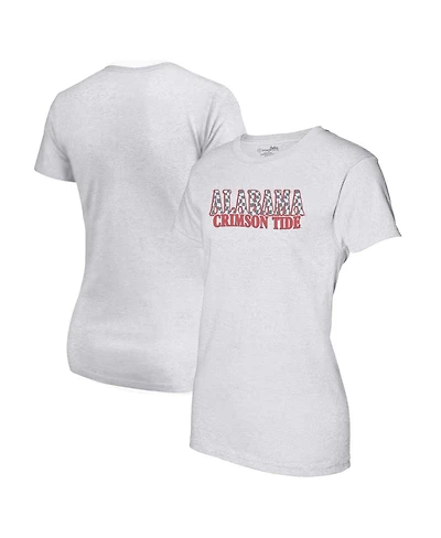 Image One Women's Heather Gray Alabama Crimson Tide Checkered Team Name Wavy Tri-Blend T-Shirt
