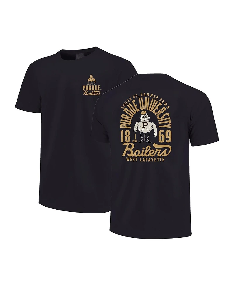 Image One Big Boys and Girls Black Purdue Boilermakers Comfort Colors Mascot Overlay T-Shirt