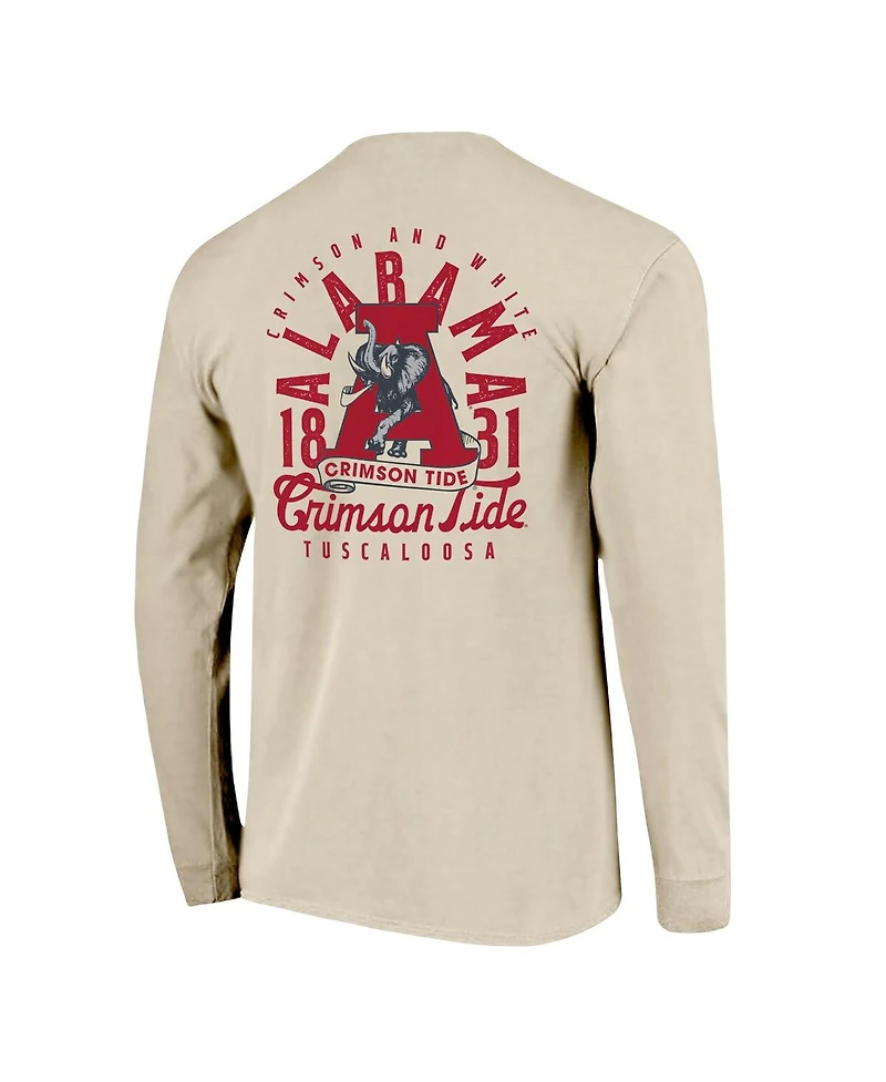 Image One Men's Natural Alabama Crimson Tide Comfort Colors Mascot Overlay Long Sleeve T-Shirt