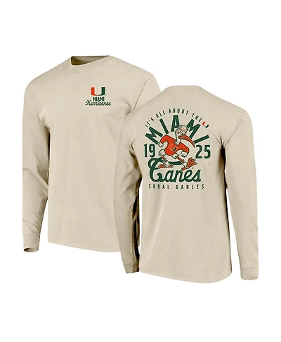 Image One Men's Natural Miami Hurricanes Comfort Colors Mascot Overlay Long Sleeve T-Shirt
