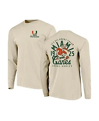 Image One Men's Natural Miami Hurricanes Comfort Colors Mascot Overlay Long Sleeve T-Shirt