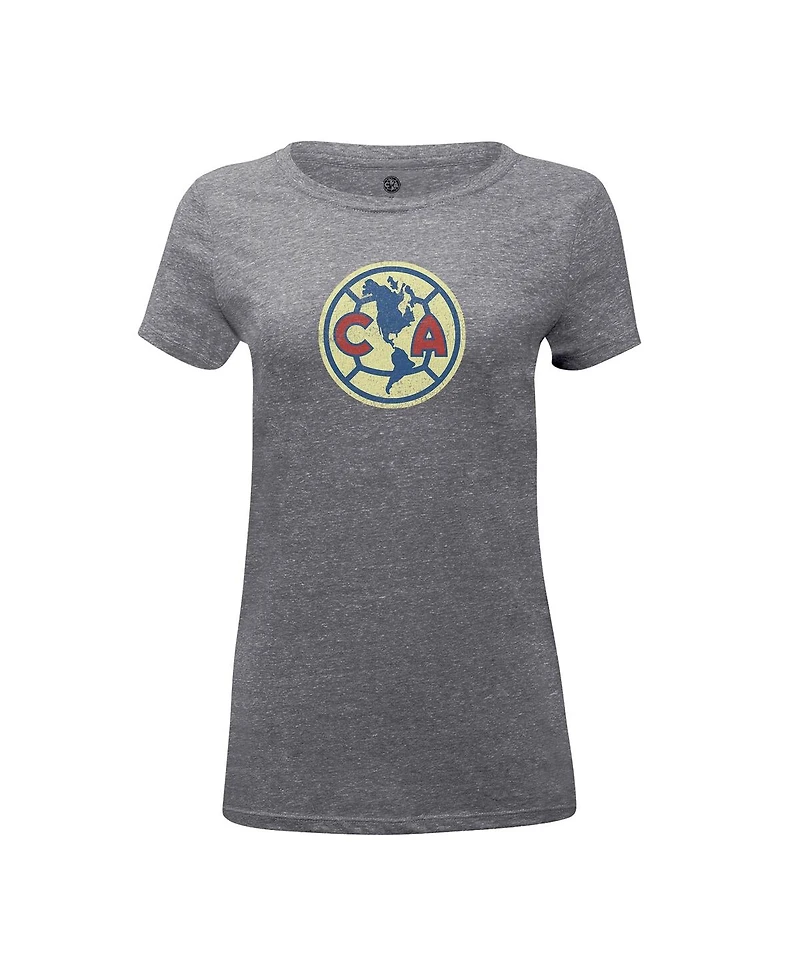 1863FC Women's Heather Gray Club America Color Badge Tri-Blend T-Shirt