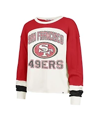 '47 Brand Women's Cream/Scarlet San Francisco 49ers Plus Double Header Curve Toni Long Sleeve T-Shirt