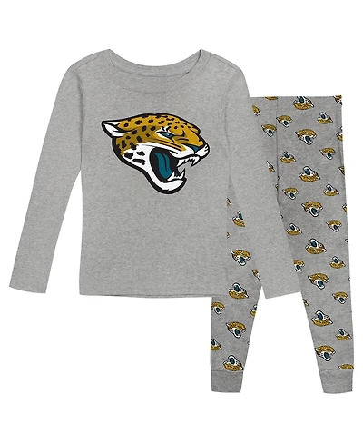 Outerstuff Toddler 2-Piece Heather Gray Jacksonville Jaguars Long Sleeve T-Shirt and Pants Sleep Set