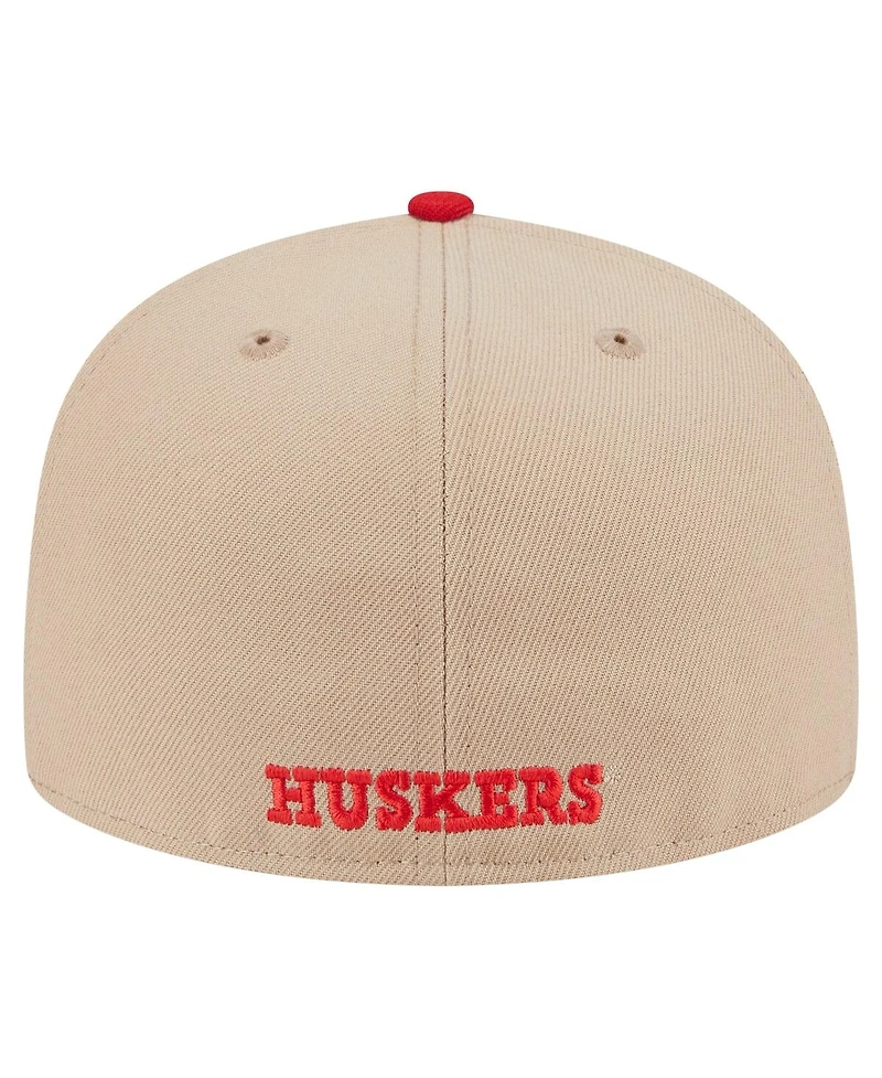 New Era Men's Khaki Nebraska Huskers Two-Tone 59FIFTY Fitted Hat