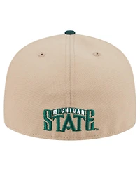 New Era Men's Khaki Michigan State Spartans Throwback Two-Tone 59FIFTY Fitted Hat
