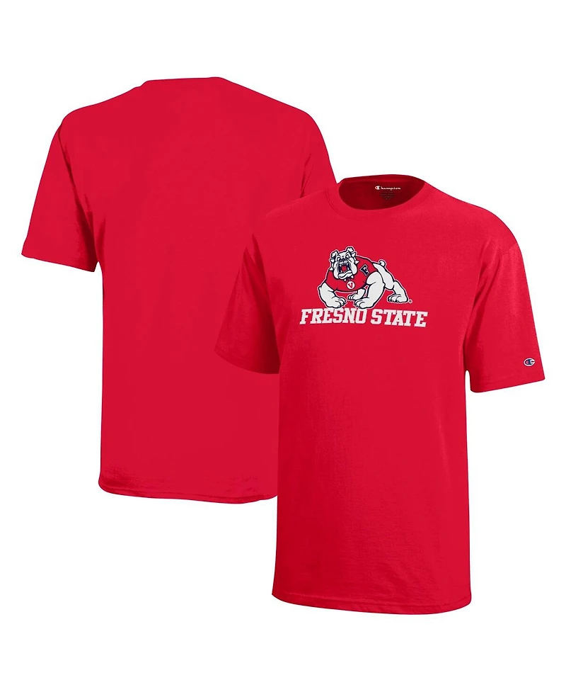 Champion Big Boys and Girls Red Fresno State Bulldogs Arch Over Logo T-Shirt