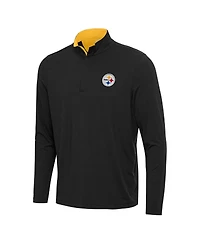 Antigua Men's Black/Gold Pittsburgh Steelers Content Quarter-Zip Pullover Sweatshirt