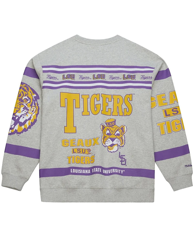 Mitchell & Ness Men's Gray Lsu Tigers All Over Print Sweatshirt