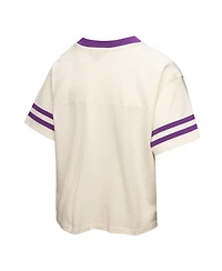 Mitchell & Ness Women's Cream Lsu Tigers Cropped Ringer T-Shirt
