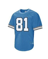 Mitchell & Ness Men's Calvin Johnson 81 Blue Detroit Lions Retired Player Name Number Mesh T-Shirt