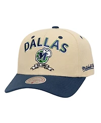 Mitchell & Ness Men's Cream/Navy Dallas Mavericks Nba Champions Soul Legacy Defined Pro Crown Snapback Hat