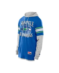 New Era Men's Royal Seattle Seahawks Twofer Layered Long Sleeve Hoodie T-Shirt