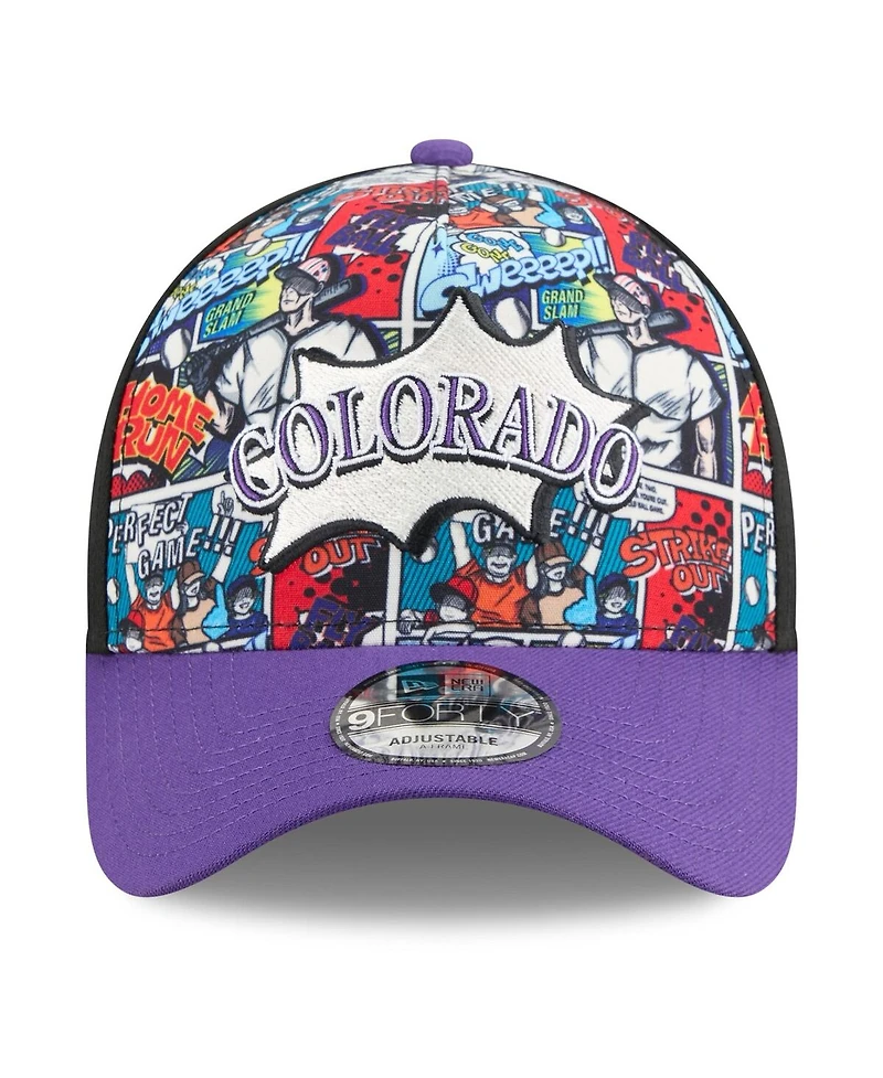 New Era Men's Black/Purple Colorado Rockies 2025 Mlb Diamond Hero Edition A-Frame 9FORTY Adjustable Hat