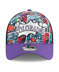 New Era Men's Black/Purple Colorado Rockies 2025 Mlb Diamond Hero Edition A-Frame 9FORTY Adjustable Hat