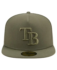 New Era Men's Olive Tampa Bay Rays Color Pack A-Frame 59FIFTY Fitted Hat