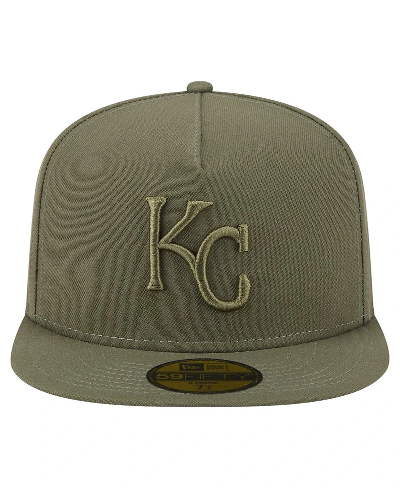 New Era Men's Olive Kansas City Royals Color Pack A-Frame 59FIFTY Fitted Hat