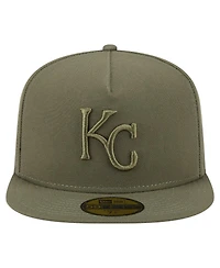 New Era Men's Olive Kansas City Royals Color Pack A-Frame 59FIFTY Fitted Hat
