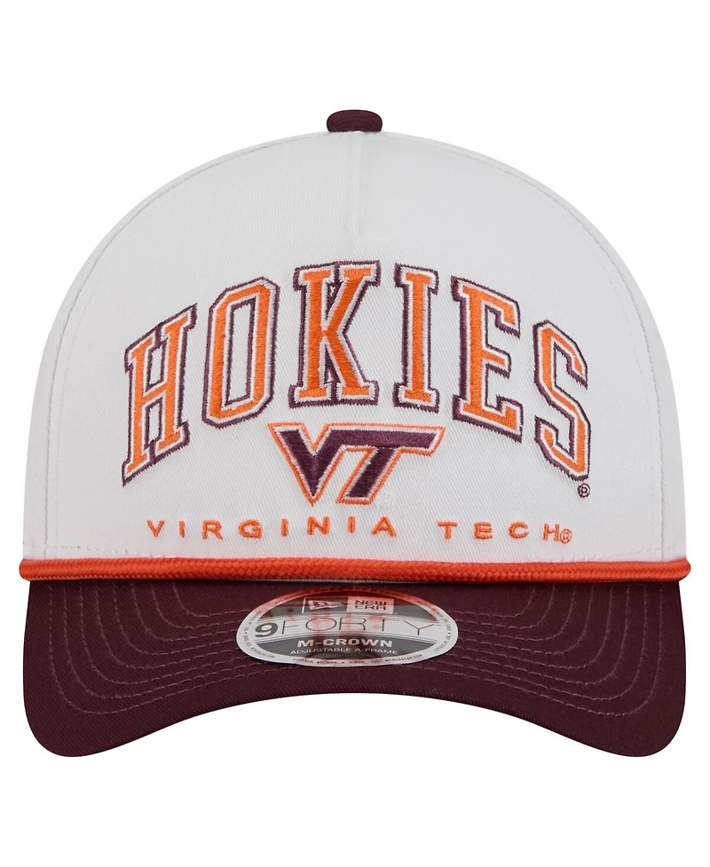 New Era Men's White/Maroon Virginia Tech Hokies Arch Two-Tone Rope 9FORTY A-Frame M-Crown Adjustable Hat