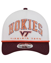 New Era Men's White/Maroon Virginia Tech Hokies Arch Two-Tone Rope 9FORTY A-Frame M-Crown Adjustable Hat