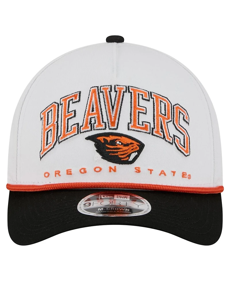 New Era Men's White/Black Oregon State Beavers Arch Two-Tone Rope 9FORTY A-Frame M-Crown Adjustable Hat