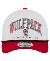 New Era Men's White/Red Nc State Wolfpack Arch Two-Tone Rope 9FORTY A-Frame M-Crown Adjustable Hat