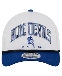 New Era Men's White/Royal Duke Blue Devils Arch Two-Tone Rope 9FORTY A-Frame M-Crown Adjustable Hat