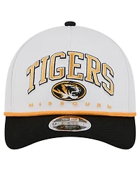 New Era Men's White/Black Missouri Tigers Arch Two-Tone Rope 9FORTY A-Frame M-Crown Adjustable Hat