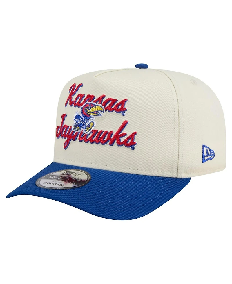 New Era Men's Cream/Royal Kansas Jayhawks Vintage Chainstitch 9FIFTY A-Frame Snapback Hat