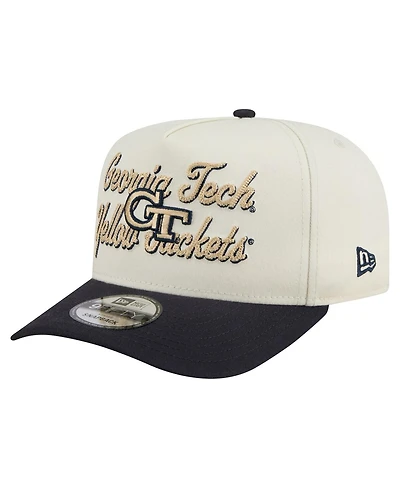 New Era Men's Cream/Navy Georgia Tech Yellow Jackets Vintage Chainstitch 9FIFTY A-Frame Snapback Hat
