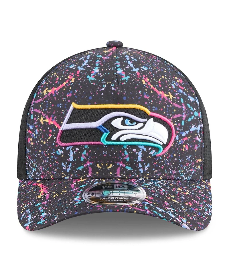 New Era Men's Black Seattle Seahawks 2025 Nfl Crucial Catch 9FORTY Adjustable Hat